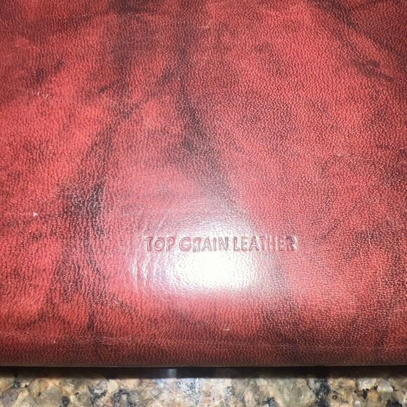 Gorgeous Vintage Etch 2 Prym Top Grain Red Burgundy Leather Wallet Coin Purse - Picture 10 of 10